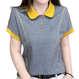 Áo sơ mi polo thông thường thời trang mới mùa hè dành cho nữ, áo sơ mi dáng rộng tay ngắn dành cho nữ