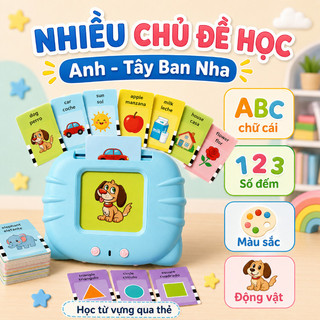 Máy đọc thẻ song ngữ Anh – Tây Ban Nha – Học từ vựng qua flashcard – Phát âm chuẩn – Nhiều chủ đề – Học từ vựng vui nhộn
