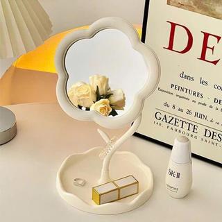 Gương Để Bàn Trang Điểm Hình Hoa Màu Pastel Khung Nhựa ABS Xoay 360 Độ Tiện Lợi