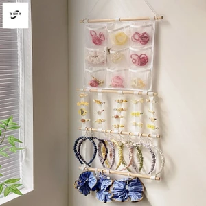 Dụng cụ sắp xếp phụ kiện tóc lưới dung lượng lớn - Túi lưu trữ treo tường cho kẹp tóc và băng đô