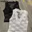 Áo Crop Top NICOLOO, Áo vest ren thiết kế cổ chữ V thêu hoa, gợi cảm xuyên thấu ren rỗng viền đế vest nữ mùa hè Innerwear Base