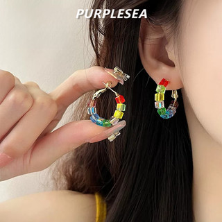 Bông Tai Nhiều Màu Sắc Vuông Pha Lê Đá Vòng Bông Tai Nữ Mùa Hè Dopamine Thủy Tinh Nhiều Màu Sắc Đính Hạt Bông Tai