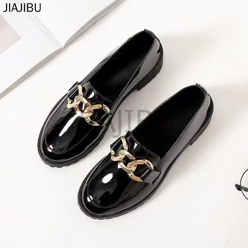 Size 43 Giày Nữ Cỡ Lớn, Kiểu Dáng Học Đường Anh, Chống Trơn Trượt, Bóng Bẩy, Gót Thấp. Giày Lười Đen Kiểu Nhật Cổ Điển Dành Cho Nữ Sinh Trung Học (JK) Đi Học. Classic Korean Fashion Platform Lolita Small Leather Shoes Giày Bệt Đơn Giản Thường Ngày 42 41