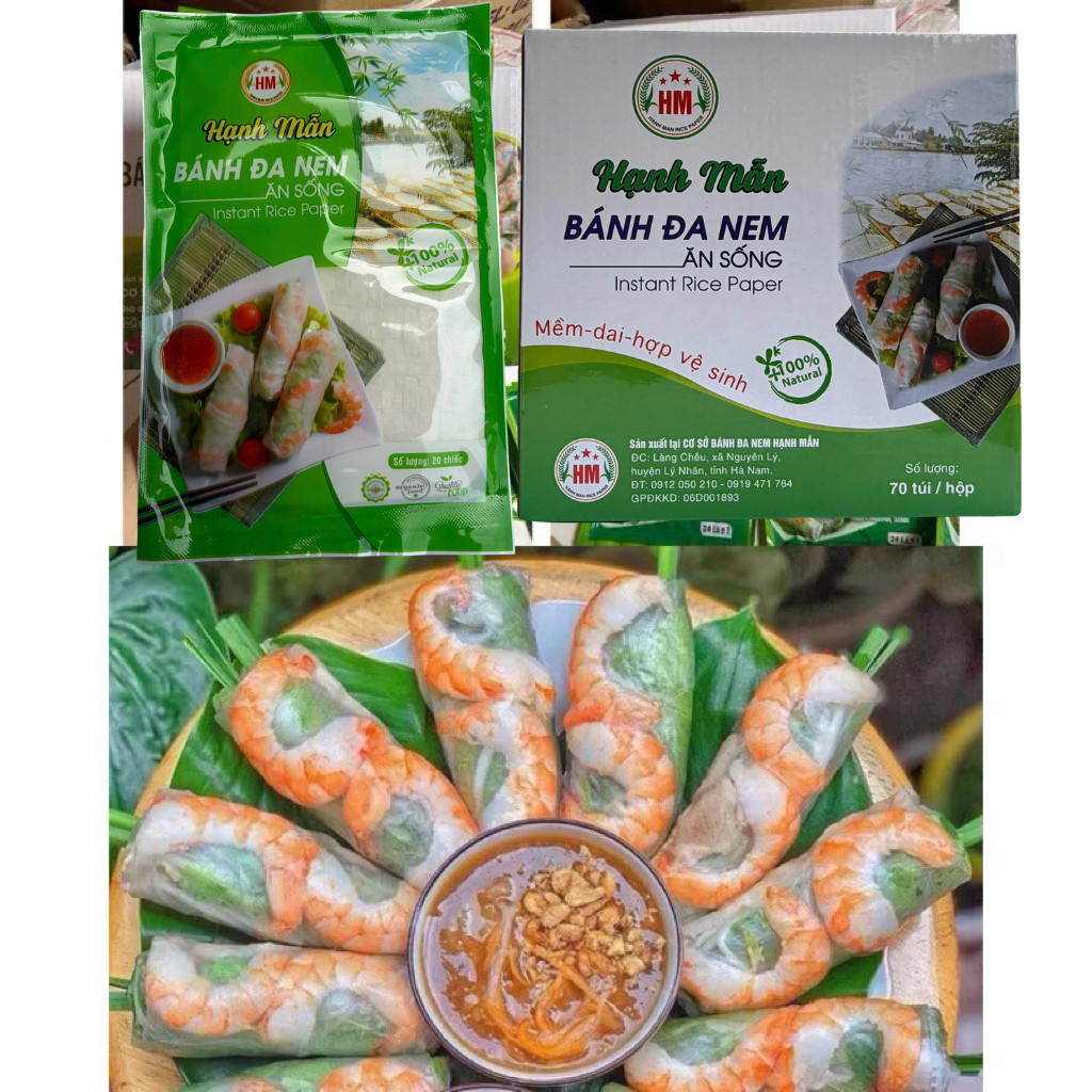 Combo Bánh Đa Nem Ăn Sống - Cuốn Gỏi Hạnh Mẫn túi 20 lá, thơm ngon mềm dai dễ cuốn, hàng chính hãng