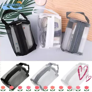 Túi lưu trữ lưới vuông EBINLANDS, Ví đựng tiền xu có dây kéo mini nhẹ dung tích lớn, Túi giặt mini thoáng khí Văn phòng phẩm