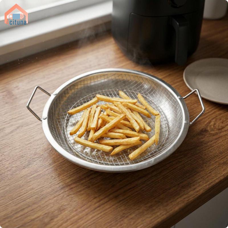 Acutuna 4 Miếng Giỏ Chiên Inox Tay Cầm Đôi Khay Dễ Dàng Vệ Sinh Giá Chảo Chiên Không Khí Để Chiên Sâu, Thịt Nướng