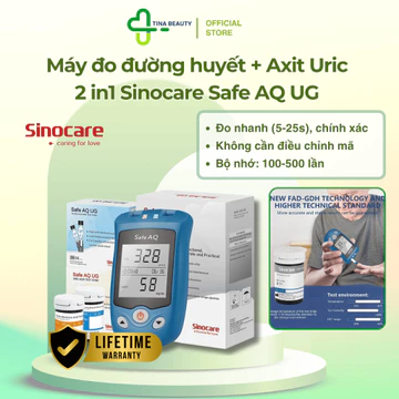 Máy Đo Tiểu Đường Và Axit Uric ( Bệnh Gút) 2 in 1 Sinocare Safe AQ UG - Tuetue