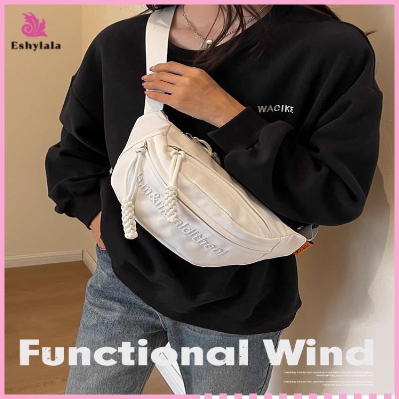 Túi đeo chéo vải Canvas Eshylala Unisex Fashionpact với nhiều ngăn tiện lợi [MỚI]