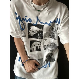 Áo thun nam ESEA tay ngắn thương hiệu thời trang Mỹ "Love Dog" cặp đôi unisex
