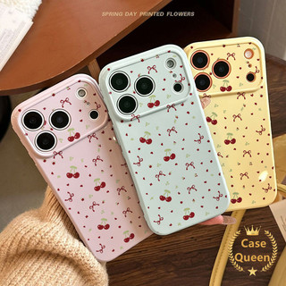 Tương thích với iPhone 17 15 16 14 11 12 13 Pro Max Air X XS Max 7 8 14 Plus Thời Trang Đơn Giản Toàn Màn Hình Màu Đỏ Nơ Anh Đào