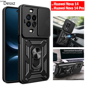 Vỏ Trượt Ống Kính Máy Ảnh Cho HUAWEI Nova 14 13 Pro i Nova14 Nova14Pro 5G Vỏ Điện Thoại Chống Sốc Giá Đỡ Vòng Stent Đẩy Bảo Vệ Camera Ốp Lưng Giá Đỡ