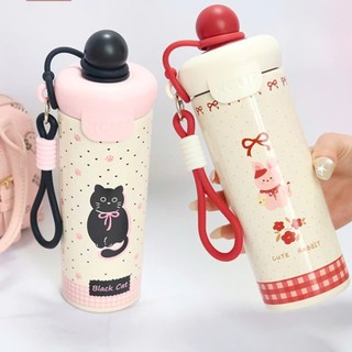 Bình giữ nhiệt Inox 316 600ml có ống hút dễ thương dành cho học sinh sinh viên, giữ nóng và lạnh