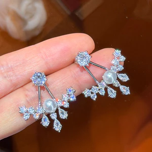 Bông tai tinh tế tua rua hoa dài Zircon sành điệu