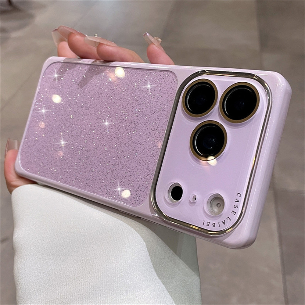 Ốp điện thoại hình vuông lấp lánh thời trang cho iPhone 17 Pro Max 13 14 15 16 pro max Bao gồm tất cả bảo vệ ống kính máy ảnh vỏ mềm Vỏ bảo vệ vỏ điện thoại