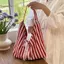 BeautifulHomeA Túi vải Hobo sọc lớn dành cho nữ Trang trí nơ ren Túi Tote đeo vai có thể đảo ngược cho chuyến đi nghỉ mát VN