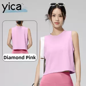 YICA Slim Fit Yoga Top, Áo chạy bộ thể dục nữ thân thiện với da thoáng khí, Cổ tròn khô nhanh mềm mại thoải mái thể thao hàng đầu mùa hè