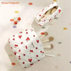 FAVORITEGOODS Túi đựng đồ vệ sinh, Túi đựng đồ vệ sinh du lịch in hình anh đào, Túi đựng đồ bằng vải Cotton cầm tay có dung tích lớn