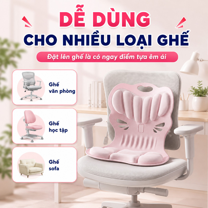 Ghế bệt tựa lưng – Chống gù, giảm đau lưng – Dùng văn phòng, học sinh, mẹ bầu – Ngồi lâu không mỏi, chỉnh tư thế