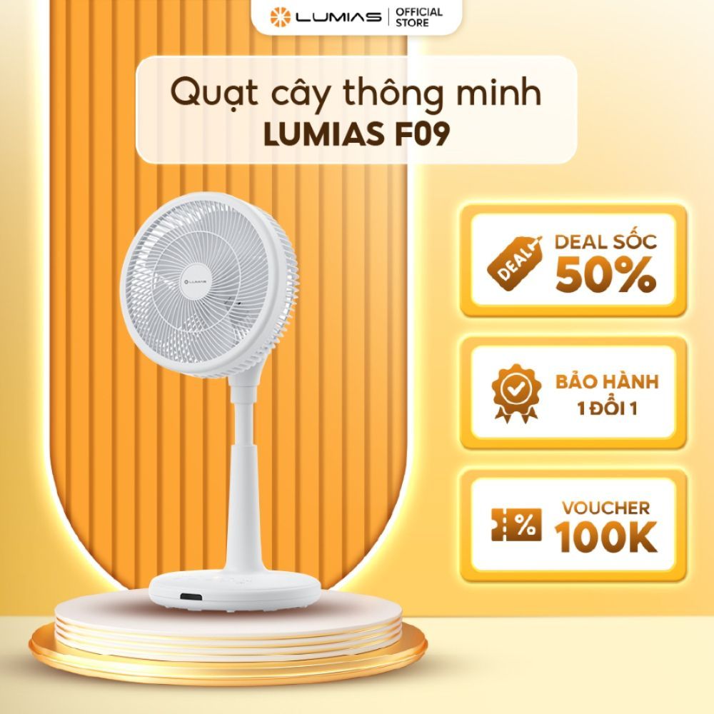 Quạt cây thông minh Lumias F09 - 29W, 8 cấp độ gió - BH 12 Tháng