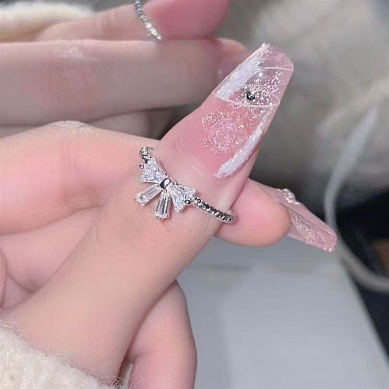 Nhẫn nữ đa năng khí chất thời trang nơ zircon đơn giản cá tính