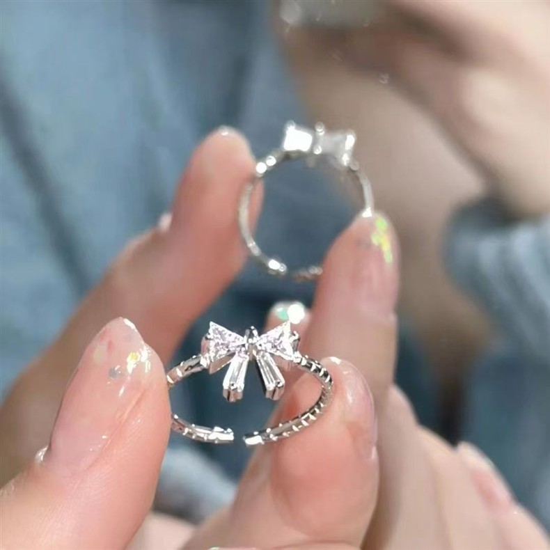 Nhẫn nữ đa năng khí chất thời trang nơ zircon đơn giản cá tính