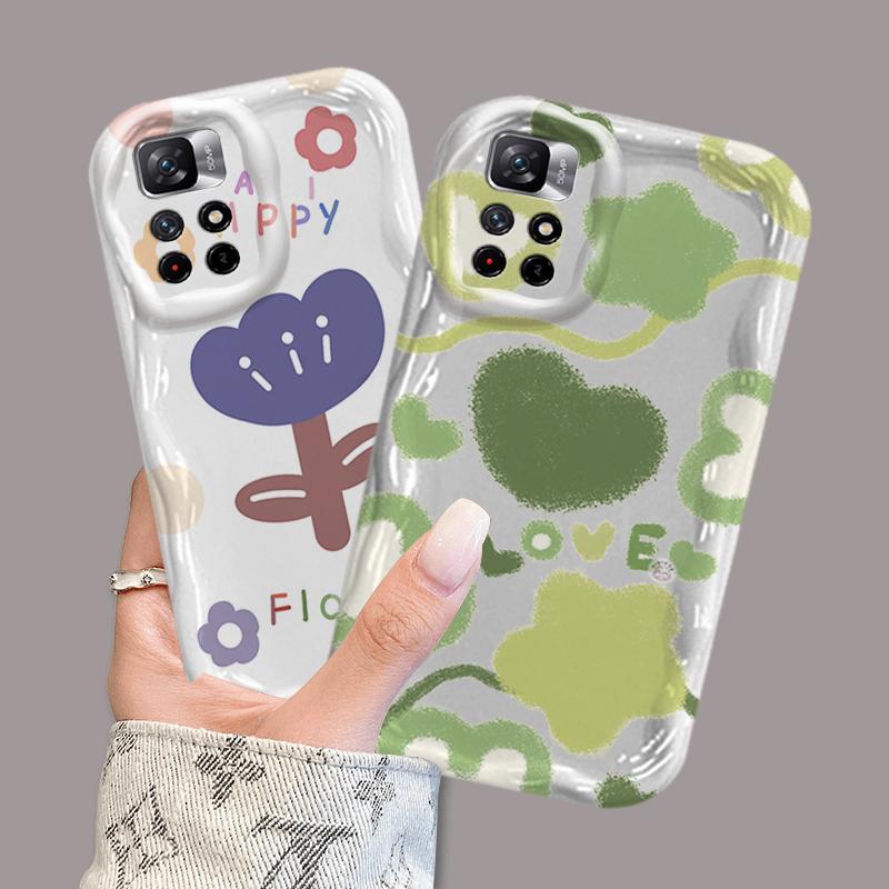 Vỏ Silicon Hoạt Hình Cho Redmi 10 Note 11 11S 12 Pro 4G 3D Phụ Kiện Vỏ Điện Thoại Mềm TPU Hoa Ins Phong Cách Đơn Giản Ốp Lưng Chống Sốc