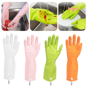 Thiết kế móc đôi bền chắc dành cho nhà bếp, giúp phụ nữ dễ dàng treo và phơi khô găng tay lau dọn.