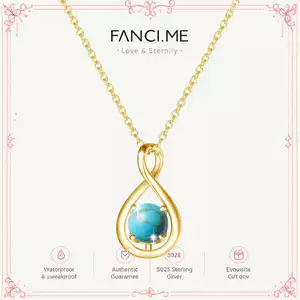 FANCIME "Embrace Vô Hạn" Tháng Mười Hai Ngọc Trai Vô Cực Biểu Tượng Mặt Vòng cổ Bạc Sterling - Vàng