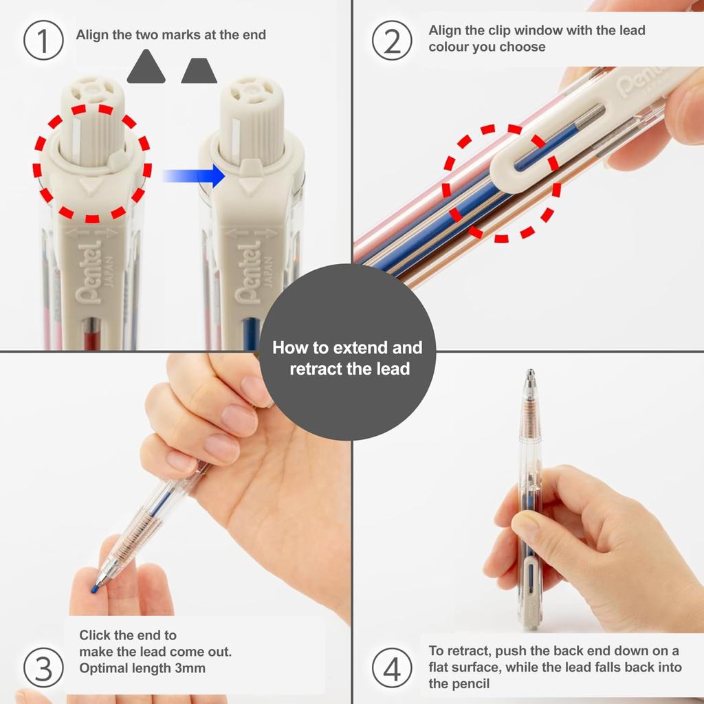 Pentel Art Multi 8 XPH804/But Holder 8 Mau 2mm/Than Don hoac Bo Set 12 Loi Mau/Nhat Ban