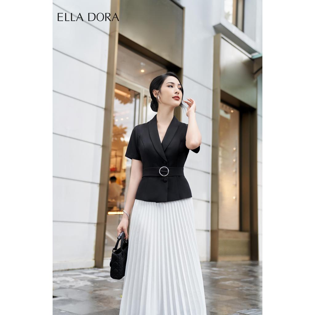 Áo kiểu công sở ELLA DORA thiết kế cổ tròn form thắt eo sang trọng thanh lịch 2 màu ĐEN/NÂU [AK21]