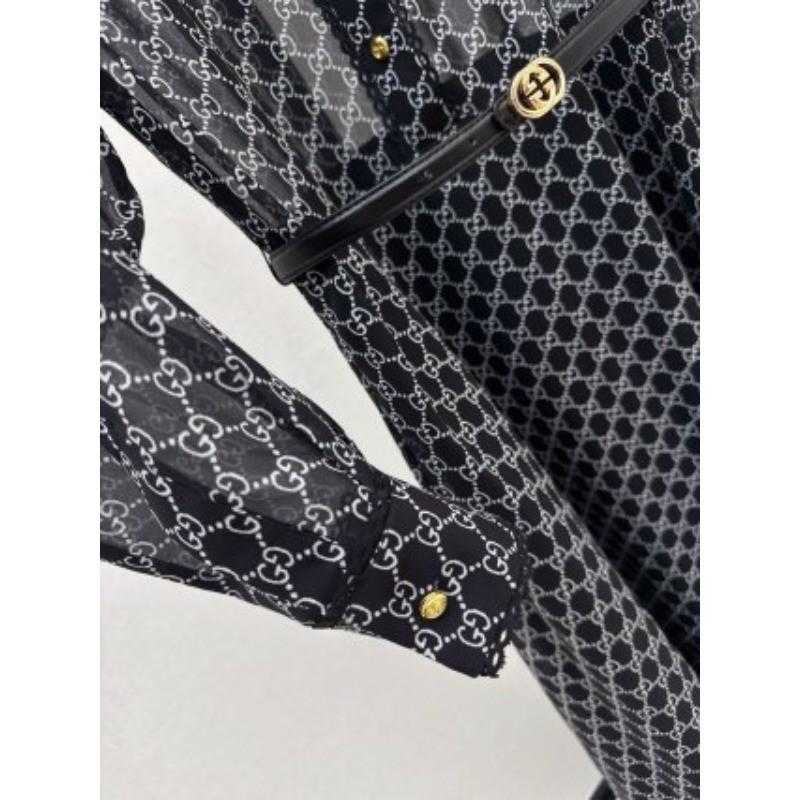 Váy dài có ve áo Jacquard hơi trong suốt mới dành cho nữ
