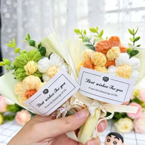 Handmade Mini Dệt Kim Len Bó Hoa Mẫu Giáo Giáo Trẻ Em Mẹ Thành Phẩm Sinh Viên Ngày Lễ Tiệc Kèm Quà Tặng Nhỏ Cro