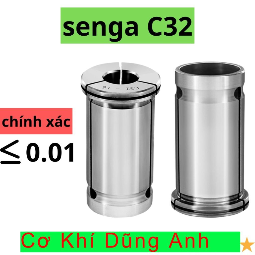 Đầu kẹp Collet trụ C32, kích thước lỗ từ phi 1-25mm