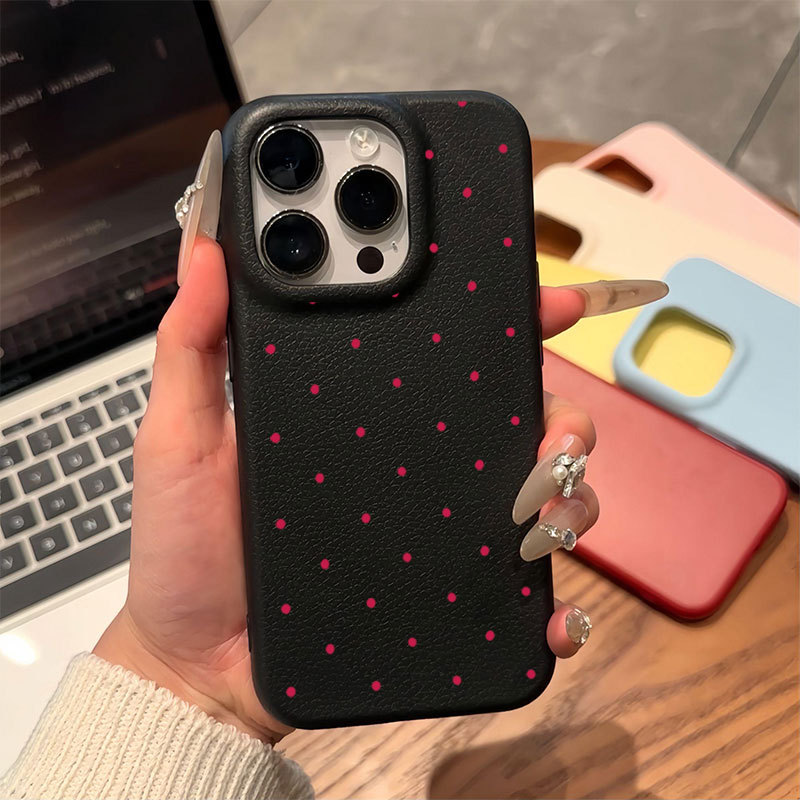 Ốp lưng iPhone chất lượng cao chống sốc họa tiết da mềm TPU chấm bi - iP X/XS/11/12/13/14/15/16/17/Plus/Pro/Max/Air