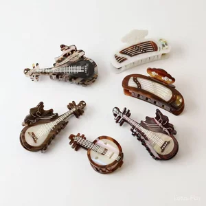 Kẹp Tóc Cá Mập Retro Phong Cách Mới, Phụ Kiện Tạo Kiểu Tóc Nhạc Cụ Pipa/Guzheng, Chất Liệu Acetate