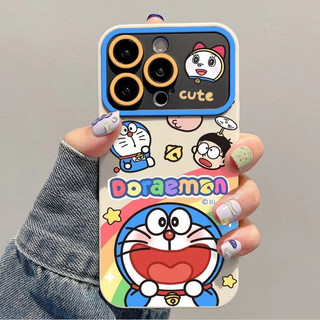 Ốp Điện Thoại Di Động Mềm Rainbow Doremon Thích Hợp Cho iPhone 7Plus 16ProMax Premium 14Plus 13Pro Hợp Thời Trang 15Pro 12ProMax Creative 11 XR 17PRO Ốp Điện Thoại Cửa Sổ Lớn Chống Sốc Chống Sốc