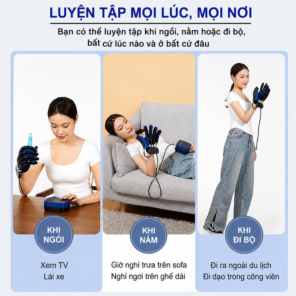 Găng tay robot hỗ trợ tập phục hồi chức năng bàn tay, ngón tay cho người tai biến và tay yếu