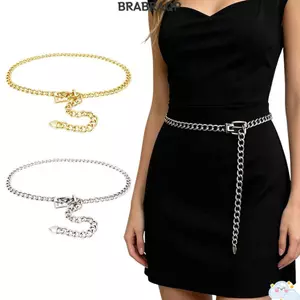 Dây thắt lưng BRBRAA, Dây xích kim loại tua dài bằng bạc vàng, Dây thắt lưng có thể điều chỉnh