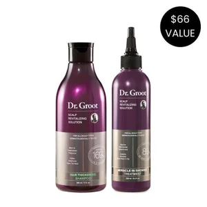 Bộ sản phẩm chăm sóc tóc và da đầu Dr.Groot Dynamic Dual Set của Hàn Quốc, giúp làm dày tóc với Biotin và Keratin.