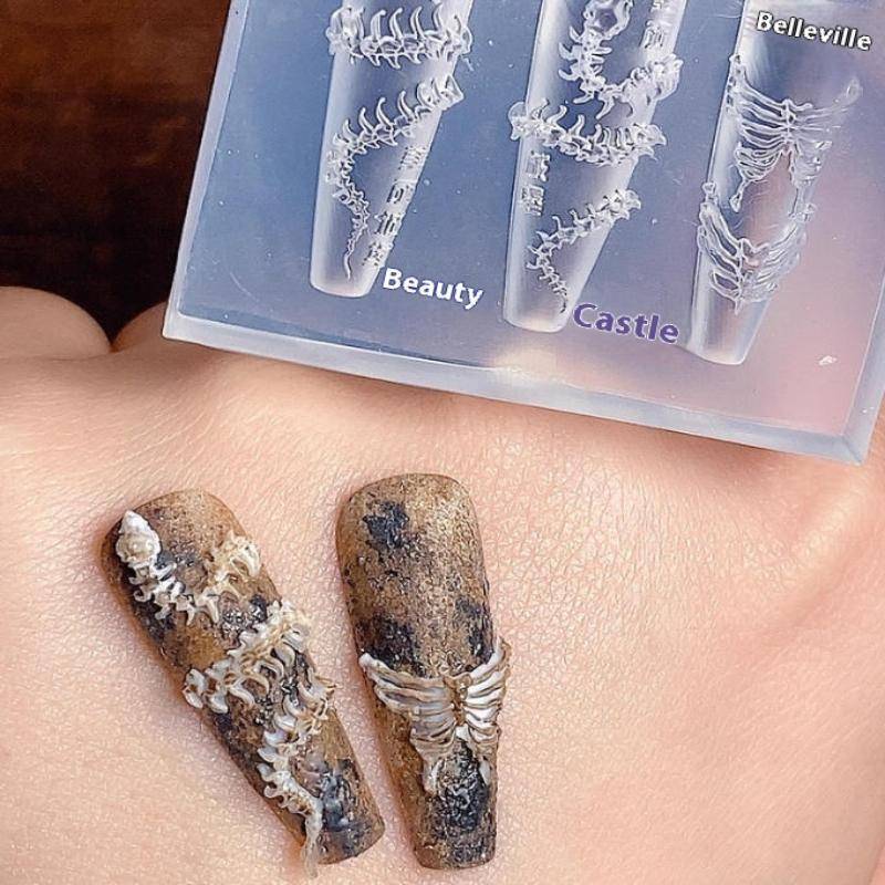 TVKR 1 Cái 3D Xương Rắn Khuôn Móng Tay Nghệ Thuật Trang Trí Phụ Kiện DIY Thiết Kế Silicon Trang Trí Móng Tay Nghệ Thuật Mẫu Móng Tay Khuôn OIK