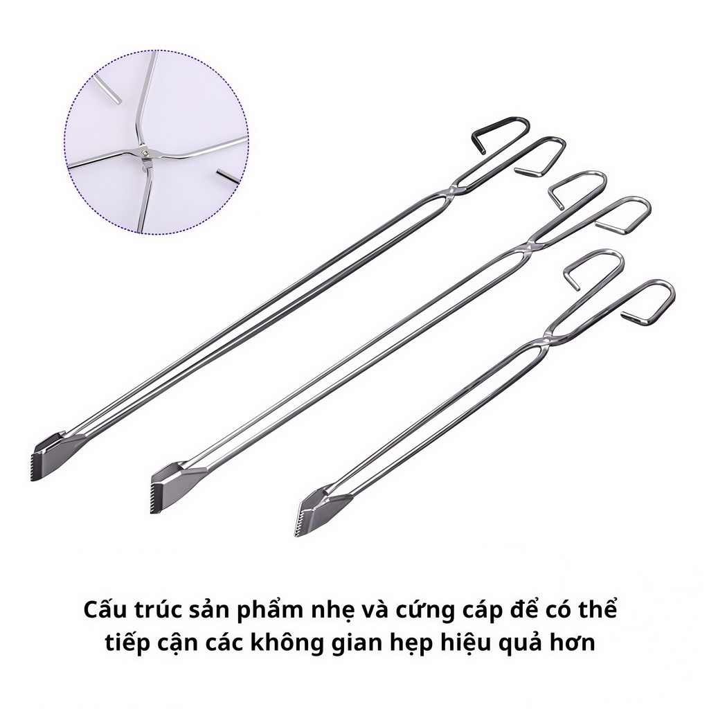 Kẹp Gắp Rác Dã Ngoại Chất Liệu Thép Không Gỉ Tiện Lợi, Kẹp Gắp Than Nướng BBQ Cắm Trại, Camping,vệ sinh tiện dụng-FE123