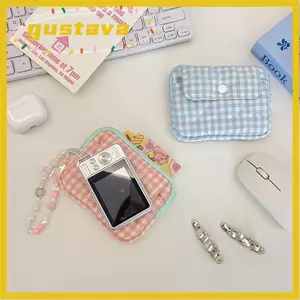 Ví đựng tiền xu GUSTAVA, Túi đựng thẻ chần kẻ sọc, Polyester nhiều lớp dễ thương có dây kéo Túi lưu trữ Sử dụng hàng ngày