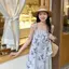 Đầm dây buộc hoa nữ mùa hè Phong cách nhẹ nhàng Tính khí không đều Niche Slimer Look Váy dài chữ A