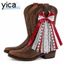 YICA 1 Cặp Bùa Khởi Động, DIY Có Thể Tháo Rời Giày Quyến Rũ Trang Trí, Tua Rua Thời Trang Ruy Băng Ren Nơ Boot Phụ Kiện Cho Mũ Quần Áo Tóc