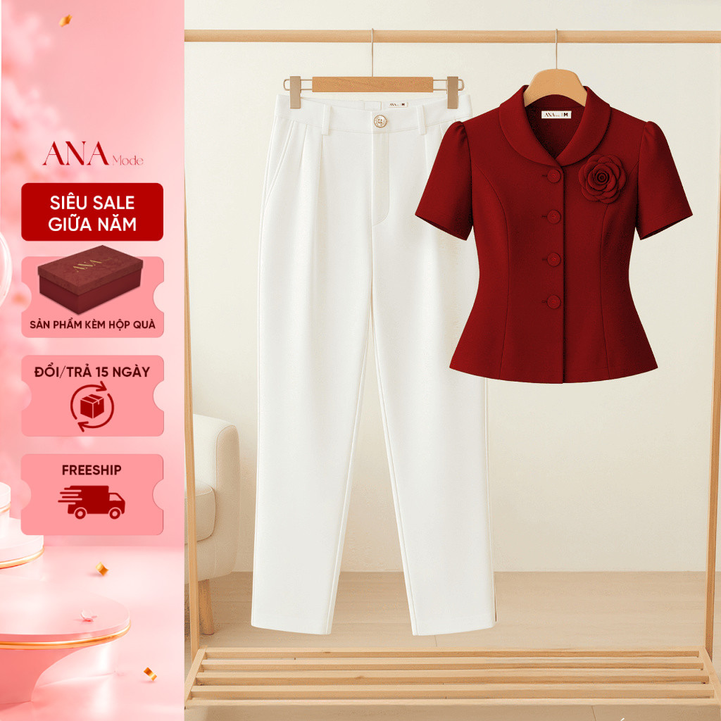 Set Quà Tặng Mẹ Ý Nghĩa Thương Hiệu ANA Mode (Áo VHC05 + Quần CHE16 kèm hộp quà)