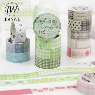 JIANWU 5 Cuộn / bộ Phế Liệu Vải Series Vintage Gird Phong Cảnh Chất Liệu Cắt Băng Washi Sáng Tạo DIY Tạp Chí Văn Phòng Phẩm