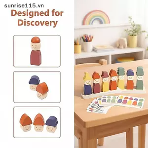 Đồ chơi phân loại màu gỗ SRVN Phong cách Montessori Đồ chơi học tập sớm Tăng cường kỹ năng vận động tinh xảo cho trẻ mới biết đi 2 3 4 tuổi Chơi ở nhà.
