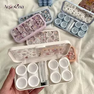 Hộp đựng ống kính màu AqToCna với họa tiết hoạt hình chó gấu đáng yêu, phù hợp cho tiệc và du lịch.