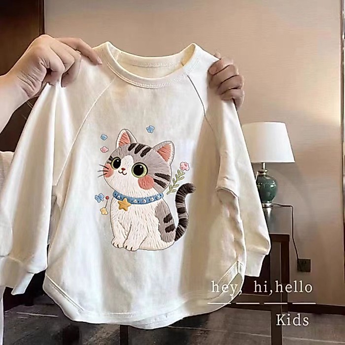 Bé Gái Xuân Thu Hoạt Hình Đáy Cotton Áo Sơ Mi Phong Cách Phương Tây Lớn Trẻ Em Dài Tay Mặc Mùa T