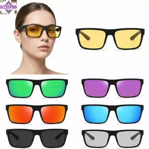Kính râm thể thao RTJIFSS, Kính râm phân cực UV400 HD, Thiết kế cổ điển thời trang Khung vuông thể thao Unisex